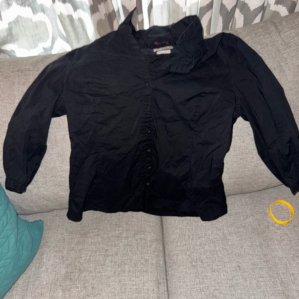 Black Button-Up Blouse set
